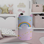 MEKTA HOME BEBEK VE ÇOCUK ODASI Seksek ve Gökkuşağı Desenli Oyuncak Sepeti