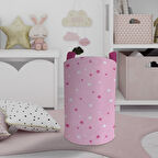 MEKTA HOME BEBEK VE ÇOCUK ODASI İki Renkli Yıldızlı Pembe Oyuncak Sepeti