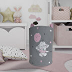 MEKTA HOME BEBEK VE ÇOCUK ODASI Pembe Filli Balonlu Desenli Oyuncak Sepeti