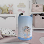 MEKTA HOME BEBEK VE ÇOCUK ODASI Romantic Girl Desenli Mavi Oyuncak Sepeti