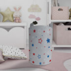 MEKTA HOME BEBEK VE ÇOCUK ODASI Beyaz Bulut ve Yıldızlı Çerçeveli Oyuncak Sepeti