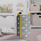 MEKTA HOME BEBEK VE ÇOCUK ODASI Sarı Filli Balon Çerçeveli Oyuncak Sepeti