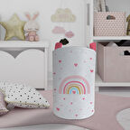 MEKTA HOME BEBEK VE ÇOCUK ODASI Gökkuşağı ve Kalp Desenli Oyuncak Sepeti 