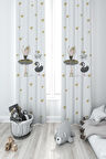 MEKTA HOME BEBEK VE ÇOCUK ODASI Balerin Kız ve Kuğu Desenli 2 Kanat Fon Perde