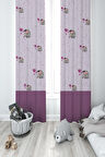 MEKTA HOME BEBEK VE ÇOCUK ODASI Mor Fil Desenli 2 Kanat Fon Perde