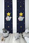 MEKTA HOME BEBEK VE ÇOCUK ODASI Sevimli Hayvanlar Desenli 2 Kanat Fon Perde
