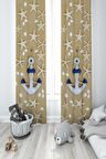 MEKTA HOME BEBEK VE ÇOCUK ODASI Kahverengi Çapa Desenli 2 Kanat Fon Perde