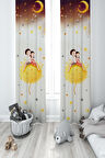 MEKTA HOME BEBEK VE ÇOCUK ODASI Sevimli Çocuklar Yıldız Desenli 2 Kanat Fon Perde