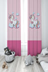 MEKTA HOME BEBEK VE ÇOCUK ODASI Bulutlu Unicorn Desenli 2 Kanat Fon Perde