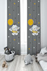 MEKTA HOME BEBEK VE ÇOCUK ODASI Sarı Filli Balon Desenli 2 Kanat Fon Perde