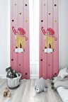 MEKTA HOME BEBEK VE ÇOCUK ODASI Şapkalı Prenses Kız Desenli 2 Kanat Fon Perde