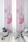 MEKTA HOME BEBEK VE ÇOCUK ODASI Balerin Kız ve Eyfel Kulesi Desenli 2 Kanat Fon Perde