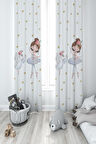 MEKTA HOME BEBEK VE ÇOCUK ODASI Balerin Kız ve Kuğu Desenli 2 Kanat Fon Perde