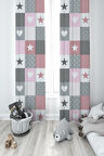 MEKTA HOME BEBEK VE ÇOCUK ODASI Soft Yıldız ve Kalp Desenli 2 Kanat Fon Perde