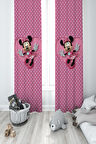 MEKTA HOME BEBEK VE ÇOCUK ODASI Büyük Kalpli Minnie Mause Desenli 2 Kanat Fon Perde