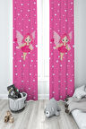 MEKTA HOME BEBEK VE ÇOCUK ODASI Peri Kız ve Kalp Desenli 2 Kanat Fon Perde 