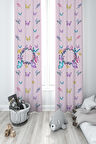 MEKTA HOME BEBEK VE ÇOCUK ODASI Seksek ve Kelebek Desenli Pembe 2 Kanat Fon Perde