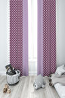 MEKTA HOME BEBEK VE ÇOCUK ODASI Lila Bulut Desenli 2 Kanat Fon Perde