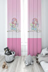 MEKTA HOME BEBEK VE ÇOCUK ODASI Prenses Kız ve Tatlı Kedi Desenli 2 Kanat Fon Perde
