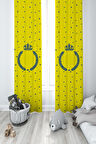 MEKTA HOME BEBEK VE ÇOCUK ODASI Taç ve Çelenk Desenli Sarı 2 Kanat Fon Perde