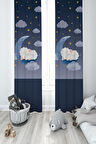 MEKTA HOME BEBEK VE ÇOCUK ODASI Ayda Uyuyan Kuzu Desenli 2 Kanat Fon Perde
