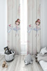 MEKTA HOME BEBEK VE ÇOCUK ODASI Kuğu ve Balerin Desenli 2 Kanat Fon Perde