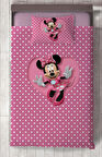 MEKTA HOME BEBEK VE ÇOCUK ODASI Büyük Kalpli Minnie Mause Desenli Yatak Örtüsü