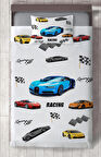 MEKTA HOME BEBEK VE ÇOCUK ODASI Yarış Arabalaları Desenli Yatak Örtüsü