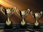 AYYILDIZ BAYRAKÇILIK Ödül Kupası Lüks Sarı Metal ML010T 35 / 32 / 26cm. Üçlü Takım Set