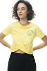 KADIN BURGU DETAYLI  BASKILI CROP t-shirt