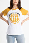 Kadın Kısa Kol Puf Prınt Baskılı Tshırt
