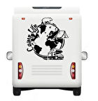 90 x 90 cm Kamp Hayatı Dünya Karavan Sticker. Off Road Çıkartmaları
