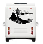 40 x 27 cm Kaktüs Manzara Karavan Sticker, Çıkartma