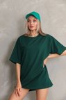 Regular Fit Tişört Bisiklet Yaka Yazlık Kısa Kol Basıc T-Shirt - Yeşil