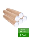 5 Adet Postüp Kapaklı Silindir Kutu Karton Rulo 5 Cm X 35 Cm