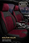 Toyota Camry 2002+ Uyumlu Monaco Serisi Eviza Deri Detaylı Bordo Koltuk Kılıfı