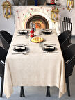 Demor Home Kadife Dokulu Ay Taşı Beji Dertsiz Masa Örtüsü