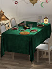 FAVOLLİ Kadife Dokulu Zümrüt Masa Örtüsü