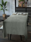 Yakamoz Taş Rengi Kadife Dokulu Masa Örtüsü  Dertsiz Velvet Touch Serisi 