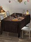 FAVOLLİ Kadife Dokulu Kahverengi Masa Örtüsü
