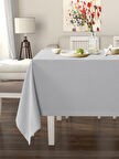 Pastel Metalik Gümüş Rengi Masa Örtüsü Kadife Dokulu Leke Tutmaz