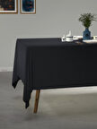 PERLE Siyah Renk Keten Dokulu Masa Örtüsü