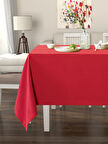 Pastel Metalik Kırmızı Masa Örtüsü Kadife Dokulu Leke Tutmaz