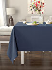Pastel Karanlık Mavi Masa Örtüsü Kadife Dokulu Leke Tutmaz