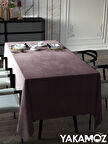 Yakamoz Tatlı Pembe Rengi Kadife Dokulu Masa Örtüsü  Dertsiz Velvet Touch Serisi 