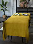 Yakamoz Güneş Sarısı Kadife Dokulu Masa Örtüsü  Dertsiz Velvet Touch Serisi 
