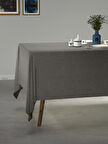 PERLE Gri Renk Keten Dokulu Masa Örtüsü