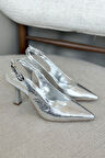 Kadın Ovis Sivri Topuklu Ayakkabı - Gümüş