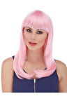 MOBGİFT Uzun Düz Parti Peruğu AÇIK PEMBE