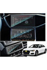 Audi A6 2019-2024 Model Alt Üst Multimedya ve Klima Kontrol Uyumlu 3 Parça 9H Nano Ekran Koruyucu